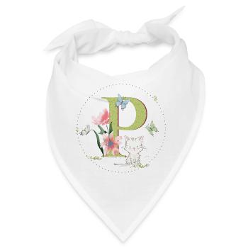 Anfangsbuchstabe P mit Katze - Bandana - Weiß - Vorne