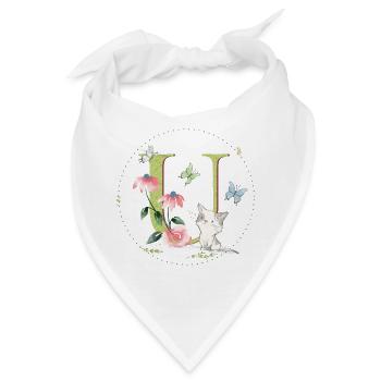 Anfangsbuchstabe U mit Katze - Bandana - Weiß - Vorne