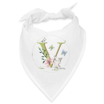 Anfangsbuchstabe V mit Katze - Bandana - Weiß - Vorne