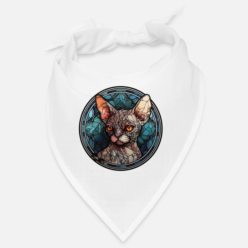 Devon Rex Cat Breed Watercolor Glass Bandana