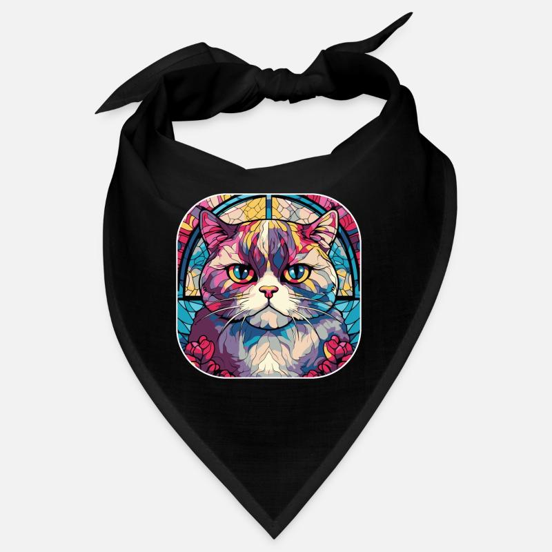 Peinture colorée à l’aquarelle de race de chat écossais pli Bandana