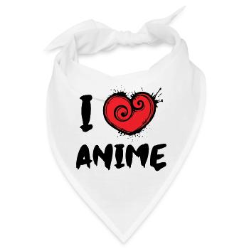 Ich Liebe Anime Statement Herz Manga Animation - Bandana - Weiß - Vorne