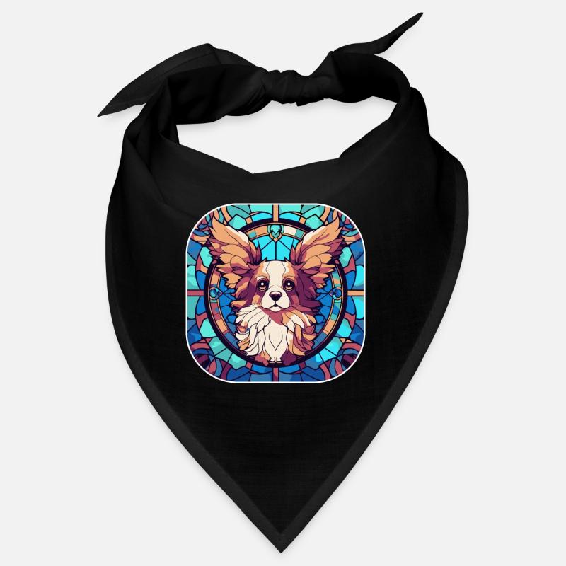 Bunte Papillon-Hunderasse Aquarellglasfarbe Bandana