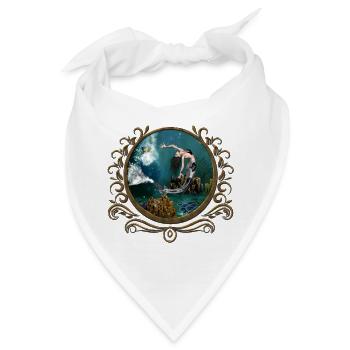Wunderbare Steampunk-Meerjungfrau in der Tiefsee - Bandana - Weiß - Vorne