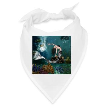Wunderbare Steampunk-Meerjungfrau in der Tiefsee - Bandana - Weiß - Vorne