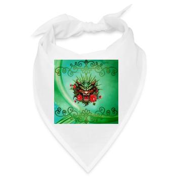 Wunderschöner bunter Drachenkopf mit Blumen. - Bandana - Weiß - Vorne