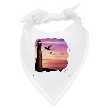 Sunset Lighthouse Ocean Art - Bandana - Weiß - Vorne