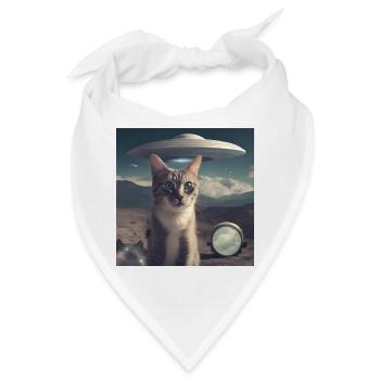 Katze UFO - Bandana - Weiß - Vorne