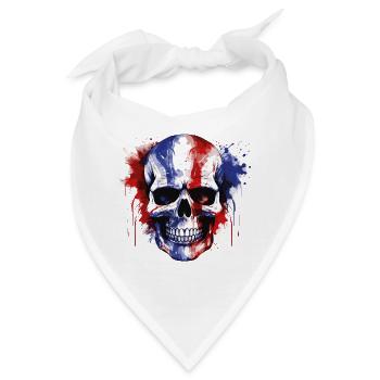 Totenkopf im Trikolore Splash - Bandana - Weiß - Vorne