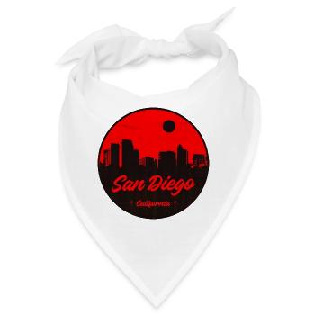 San Diego Skyline Rot - Bandana - Weiß - Vorne