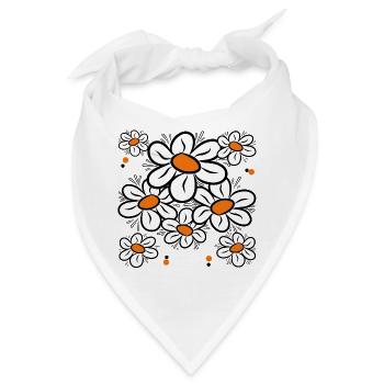 Gänseblümchen Margeriten Blumenranke Blumenmuster - Bandana - Weiß - Vorne
