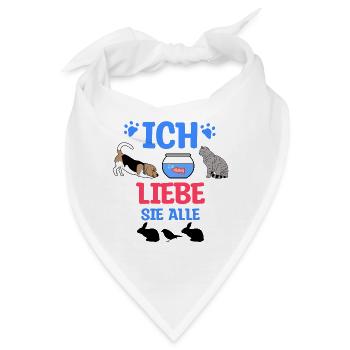 Maus Hund Katze Aquarium Fisch Hase Haustiere - Bandana - Weiß - Vorne