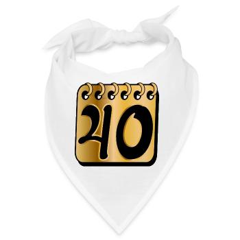 Zahl Vierzig - 40. Geburtstag - Bandana - Weiß - Vorne