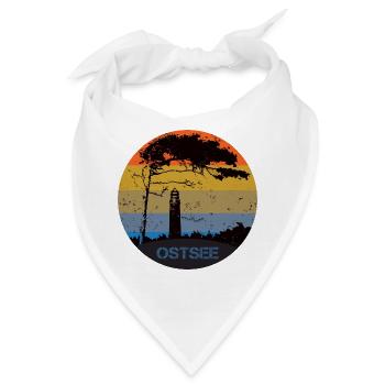 Typisch Ostsee - Leuchtturm und Windflüchter - Bandana - Weiß - Vorne