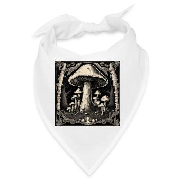Pilz / Mushroom / Wiese / Wald / Goa / Psy - Bandana - Weiß - Vorne