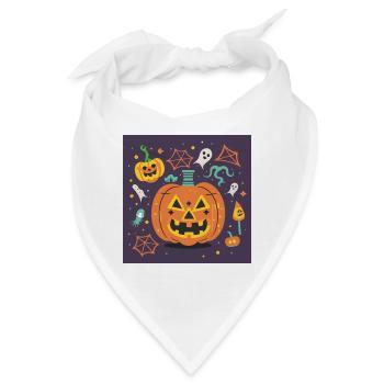 Lachender Halloween-Kürbis und Geister - Bandana - Weiß - Vorne