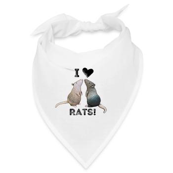 Ratten - I love Rats - Bandana - Weiß - Vorne