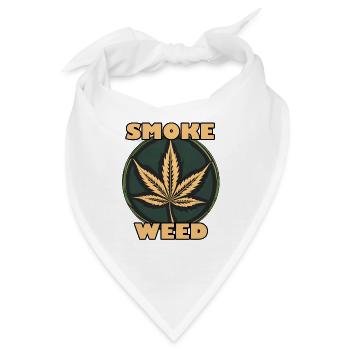 Weed / Cannabis / Gras / rauchen / Joint / Hasch - Bandana - Weiß - Vorne