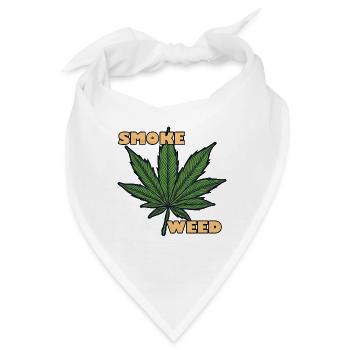 Weed / Cannabis / Gras / rauchen / Joint / Hasch - Bandana - Weiß - Vorne