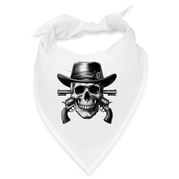 Westlicher Totenkopf mit Hut und Waffen Design - Bandana - Weiß - Vorne