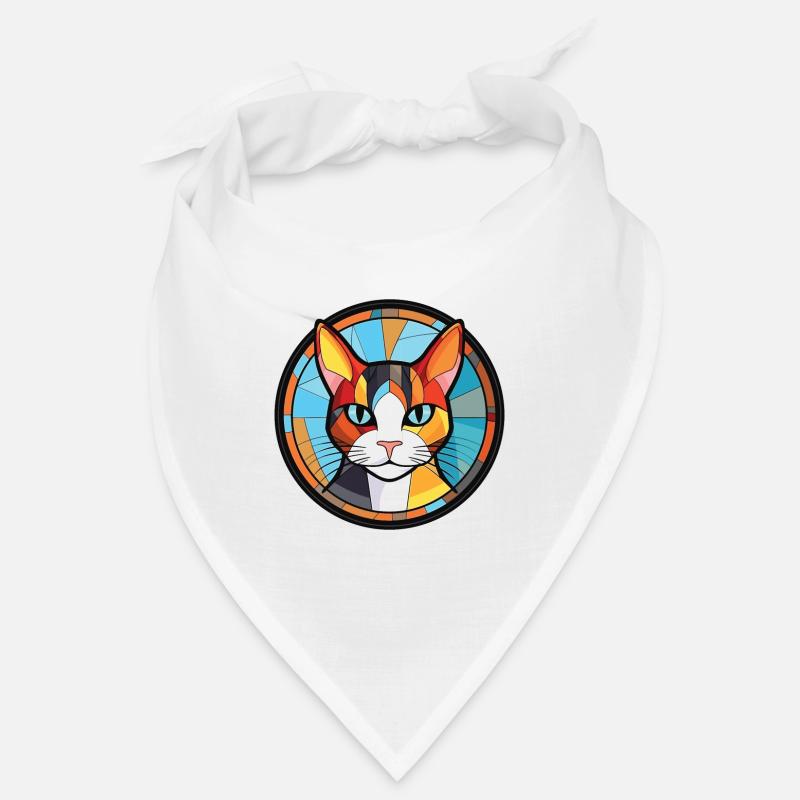 Dessin animé d’aquarelle colorée de chat Bobtail japonais Bandana