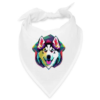 Farbenfroher Husky  - Bandana - Weiß - Vorne
