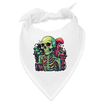 Horror Pilz Skelett - Happy Halloween - Bandana - Weiß - Vorne