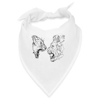Skizze von Löwe und Löwin - Bandana - Weiß - Vorne