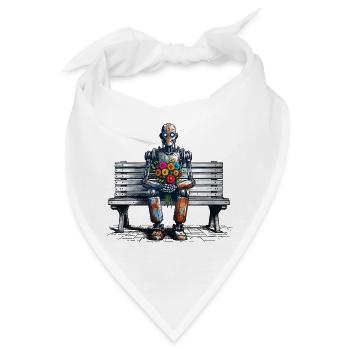roboter bank blumen robot love rostig kunst - Bandana - Weiß - Vorne