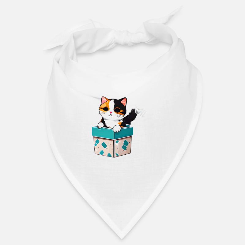 Cat in a box, with its luminous coat Bandana