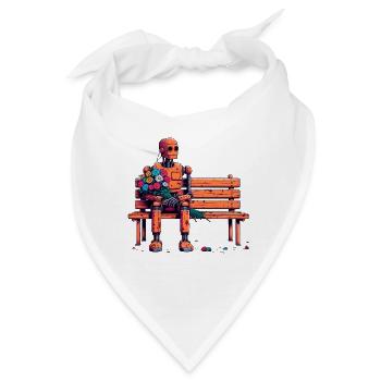 roboter rostig blumen robot love romantik - Bandana - Weiß - Vorne