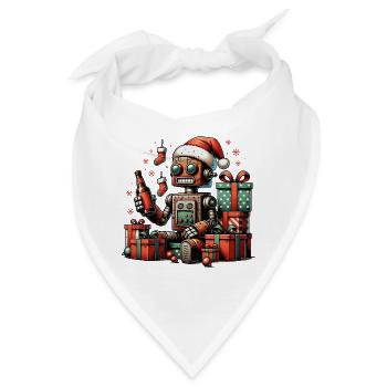 roboter bier weihnachten ugly xmas rostig geschenk - Bandana - Weiß - Vorne