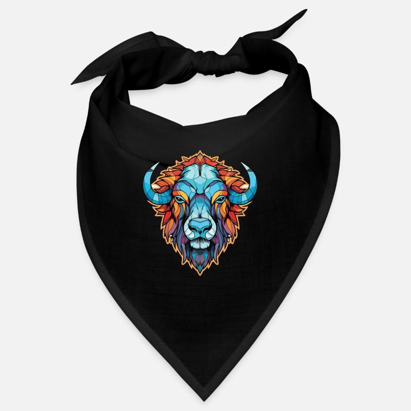 Büffel buntes Aquarell Tier Illustration Bandana