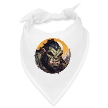Mächtiger Ork Krieger Fantasy RPG Shirt - Bandana - Weiß - Vorne