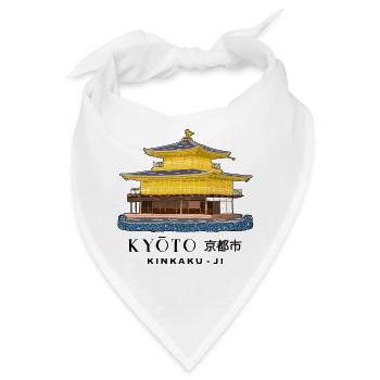 Kyoto, Kinkaku-ji, goldener Pavillon, Tempel Japan - Bandana - Weiß - Vorne