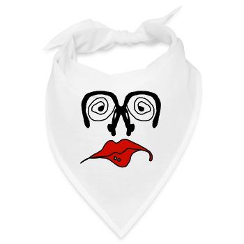 Rote Lippen Grafik auf Schwarz - Bandana - Weiß - Vorne