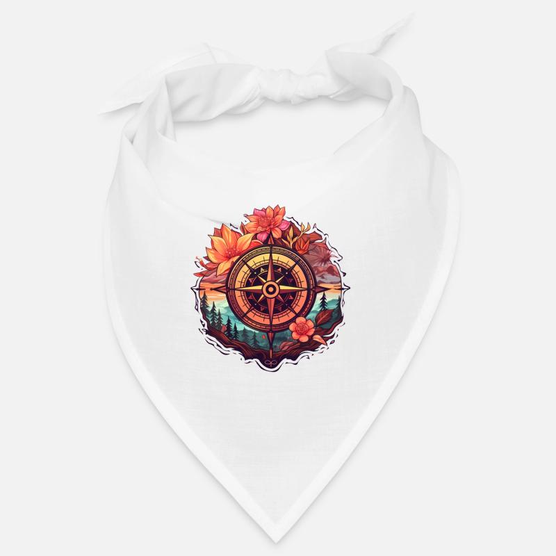 Beautiful Boho Compass with Flowers and Trees Bandana