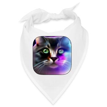 Neonkatze Farbenspiel Portrait - Bandana - Weiß - Vorne