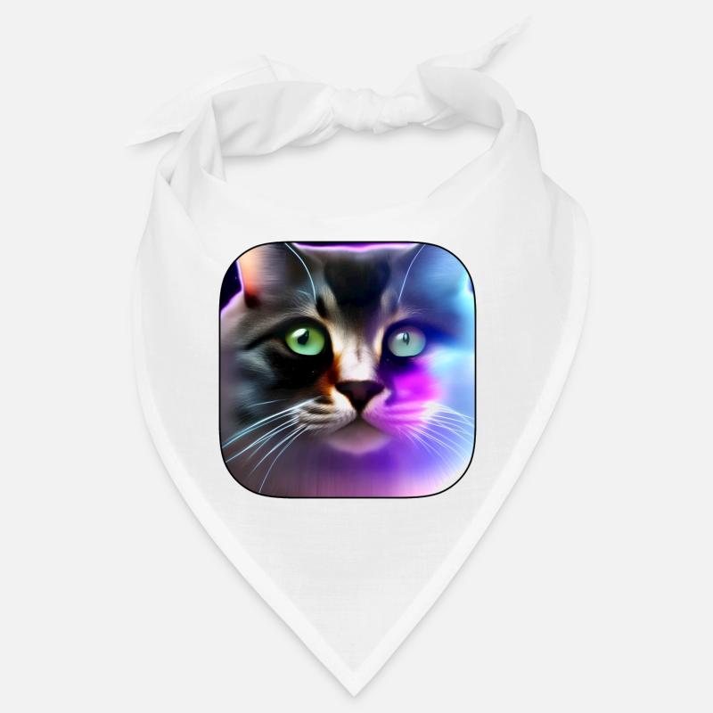 Portrait de jeu couleur néon de chat Bandana
