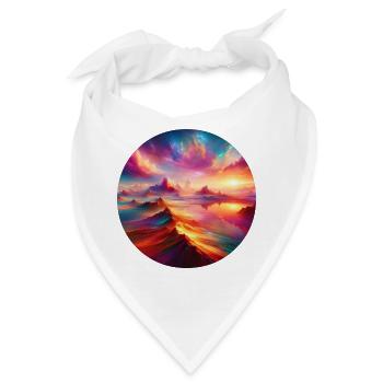 Bunte Landschaft mit Bergen und Himmel - Bandana - Weiß - Vorne