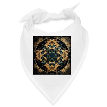 Fraktales Mandala - Bandana - Weiß - Vorne