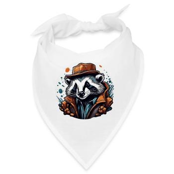Dachs / Nagetier / Tier / Streifen / Wild - Bandana - Weiß - Vorne