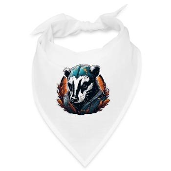 Dachs / Nagetier / Tier / Streifen / Wild - Bandana - Weiß - Vorne
