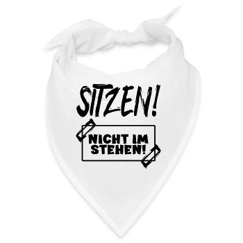 Nicht im stehen Schild - Lustig Toilettenhumor KLO - Bandana - Weiß - Vorne