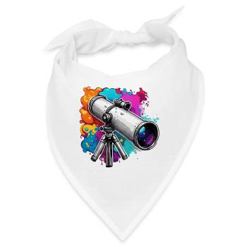 Fernrohr / Teleskop / Astronomie / Sternenhimmel - Bandana - Weiß - Vorne