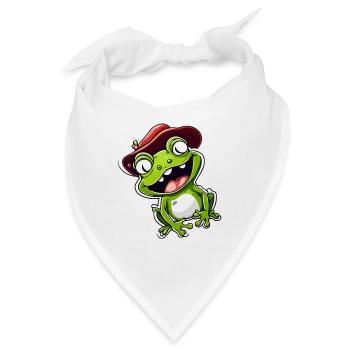 Frosch / Tier / Quack / Kröte / Teich / hüpfen - Bandana - Weiß - Vorne