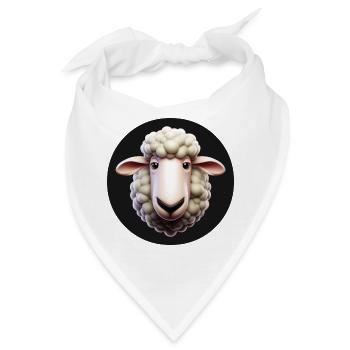 Schaf Kopf lustig Animations Stil - Bandana - Weiß - Vorne