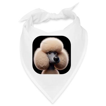 Pudel Hund Kopf Comic Cartoon fotorealistisch - Bandana - Weiß - Vorne