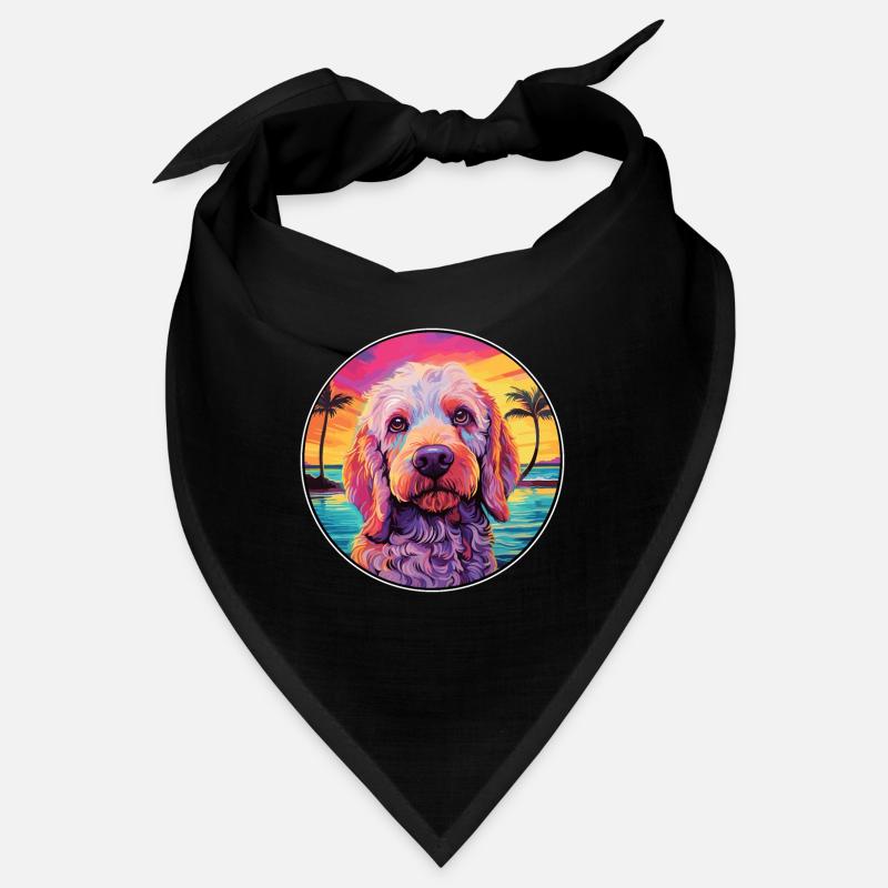 Pudelpointer Hunderasse bunte Karikatur Aquarell Bandana
