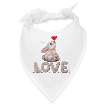Süßer Hase mit Herz Liebesdisplay - Bandana - Weiß - Vorne